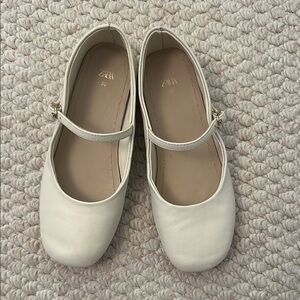 Zara Cream Mary Jane Flats